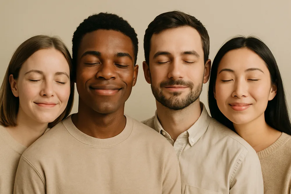 Group photo with closed eyes